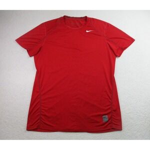 Nike Pro T Shirt Mens Large Fitted Red Dri-Fit S/S Training Workout Gym Athletic